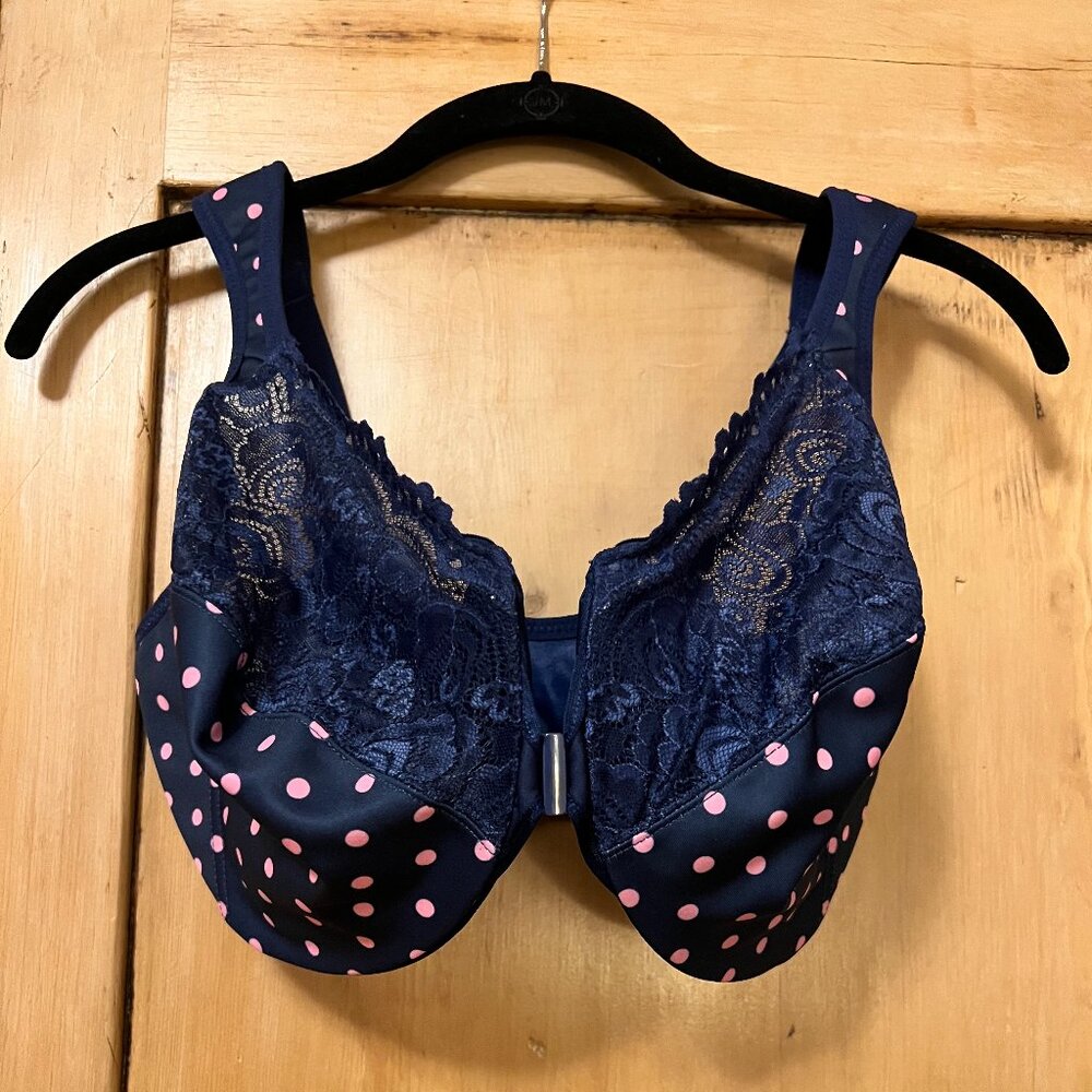 Glamorise WonderWire Front-Close Bra 36H Navy Print